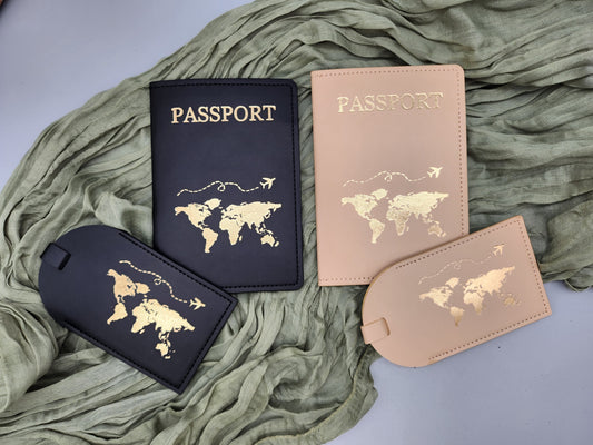 REISEPASSHÜLLE + KOFFERANHÄNGER PERSONALISIERTE INITIALEN