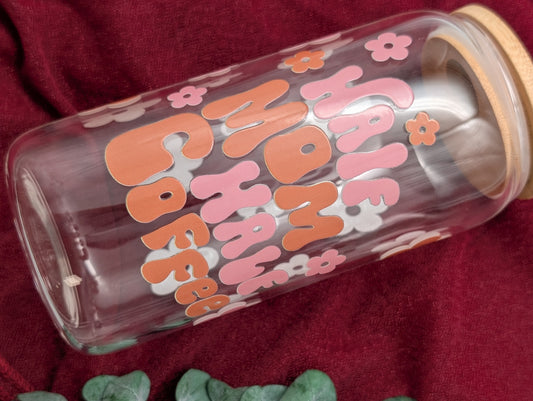 TRINKGLAS I GLASBECHER I MIT DECKEL UND STROHHALM I HALF MOM HALF COFFEE