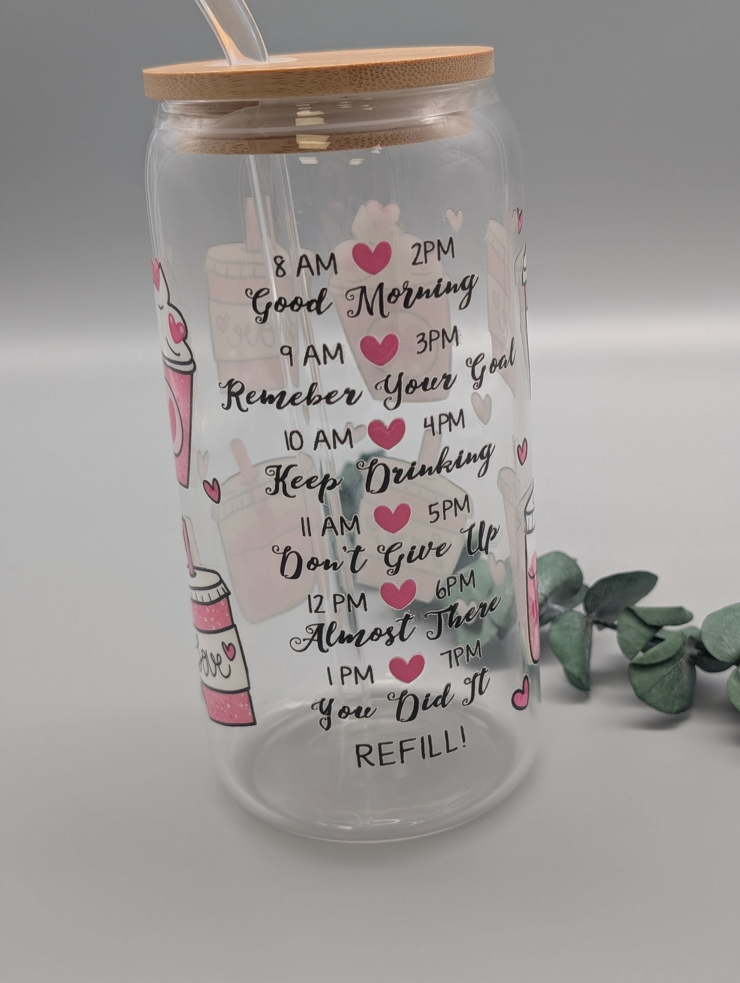 TRINKGLAS I GLASBECHER I MIT DECKEL UND STROHHALM I AMOR´S CUP