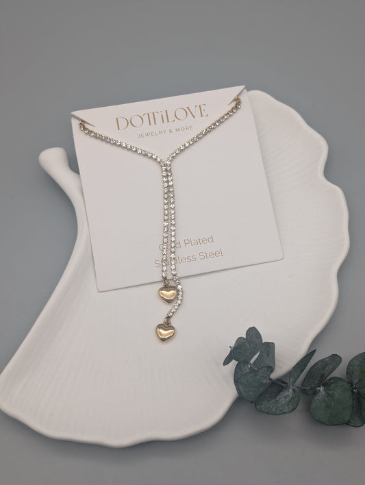 FUNKELNE HERZ KETTE I GOLD UND SILBER