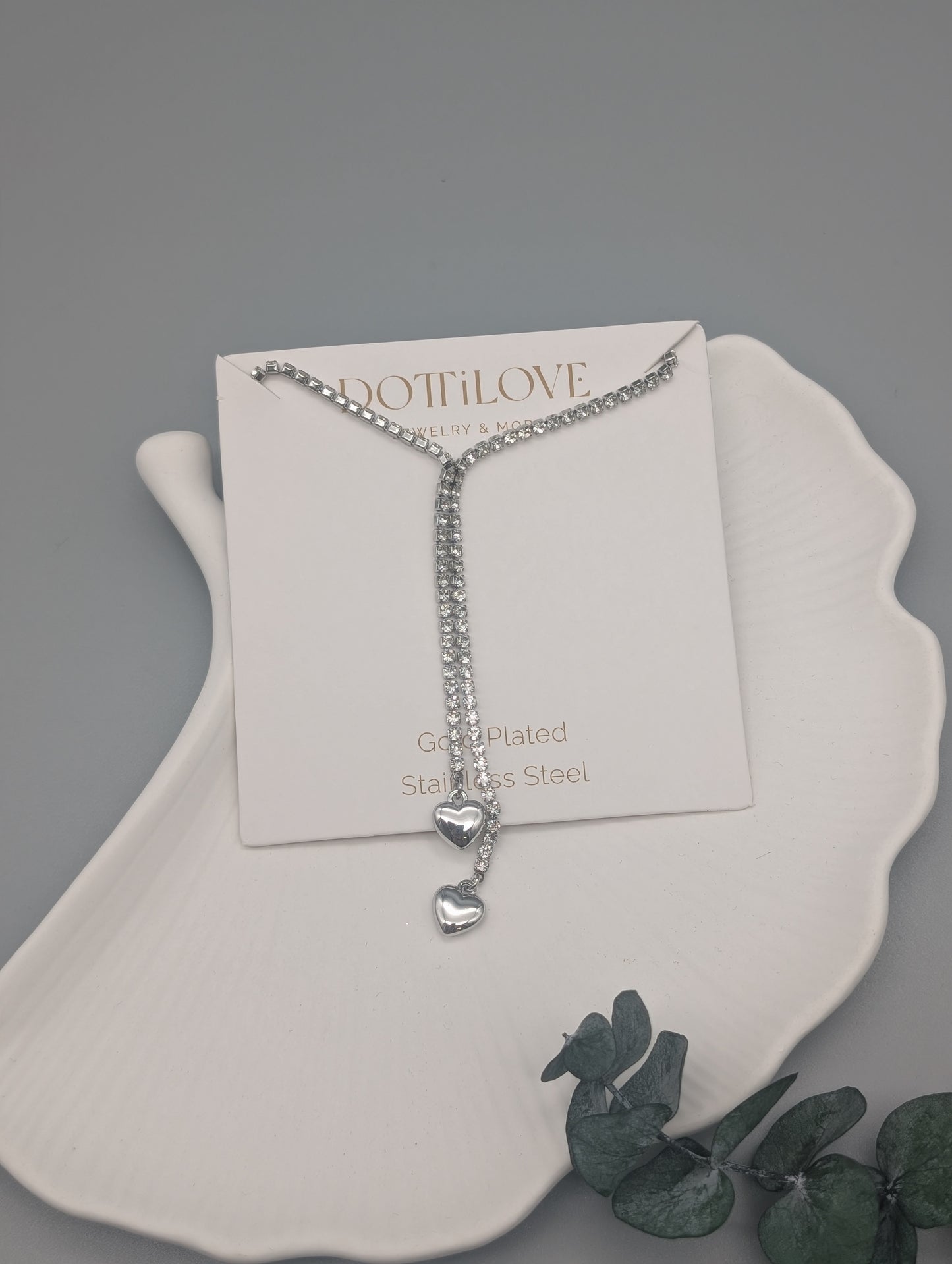 FUNKELNE HERZ KETTE I GOLD UND SILBER