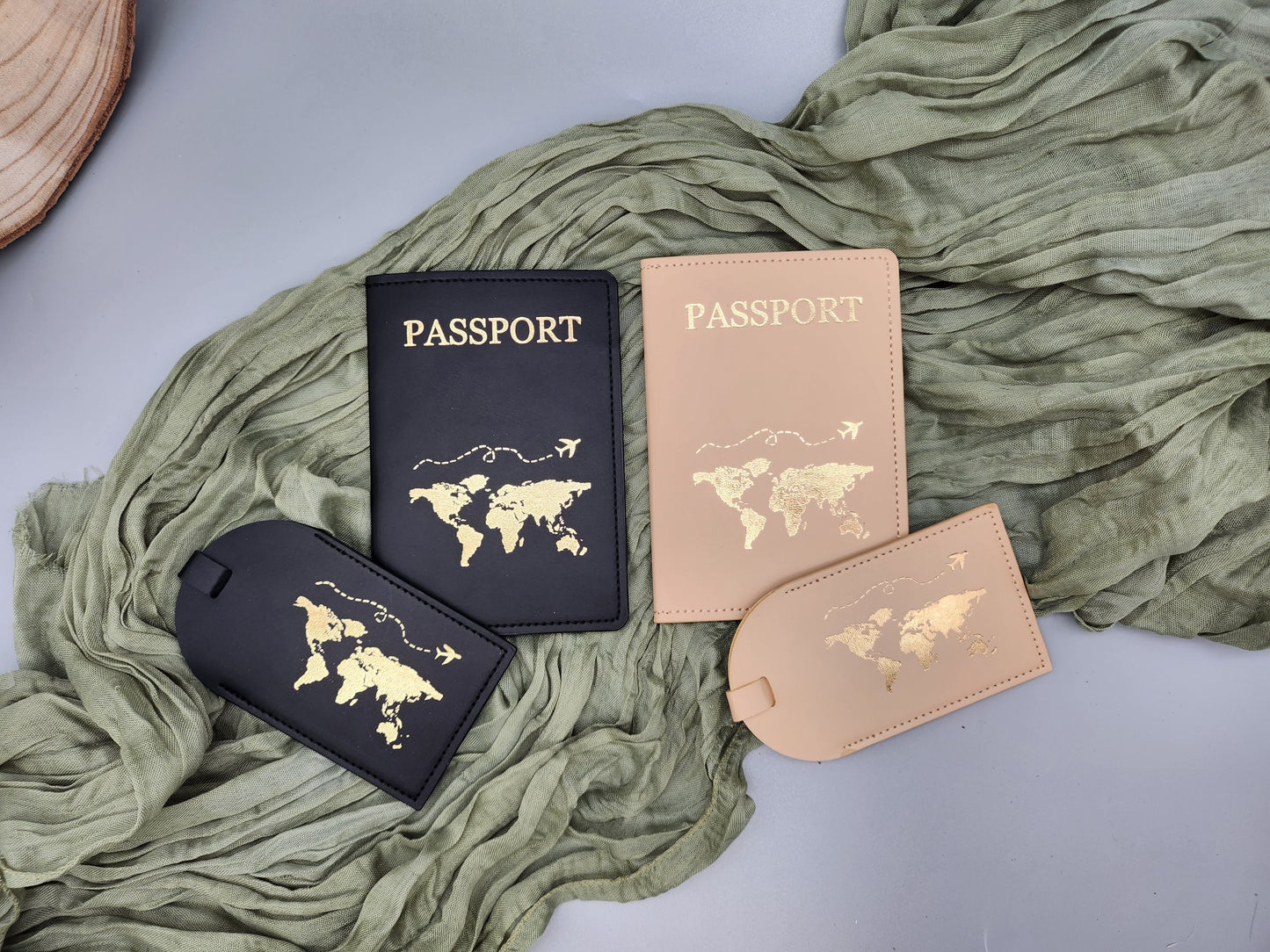 REISEPASSHÜLLE + KOFFERANHÄNGER PERSONALISIERTE INITIALEN