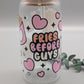 TRINKGLAS I GLASBECHER I MIT DECKEL UND STROHHALM I FRIES BEFORE GUYS