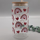 TRINKGLAS I GLASBECHER I MIT DECKEL UND STROHHALM I RAINBOW LOVE CUP