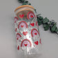 TRINKGLAS I GLASBECHER I MIT DECKEL UND STROHHALM I RAINBOW LOVE CUP