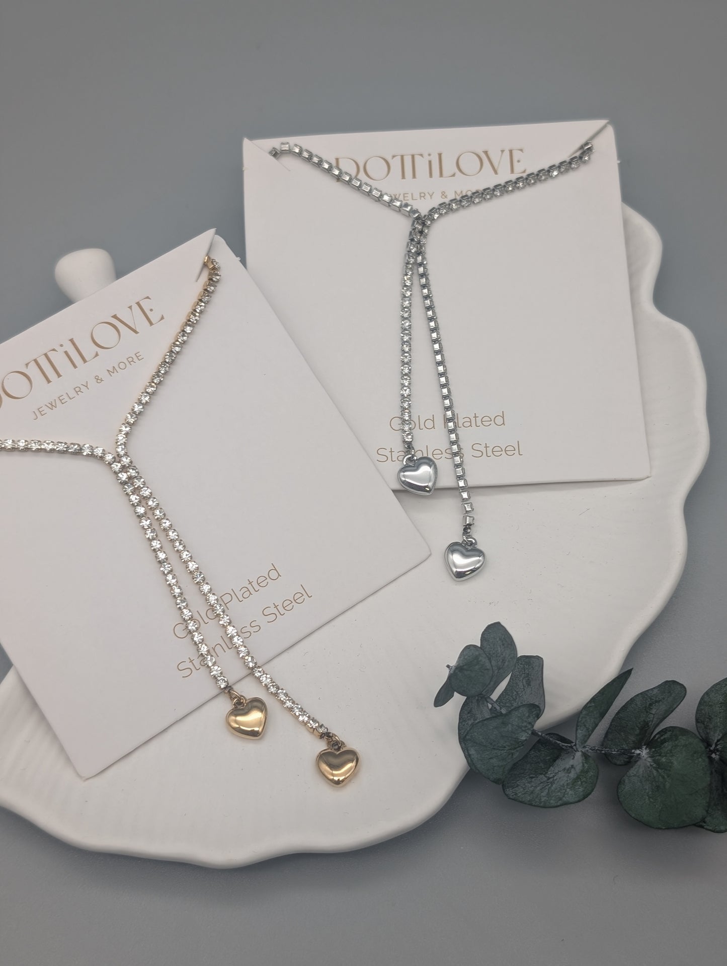 FUNKELNE HERZ KETTE I GOLD UND SILBER