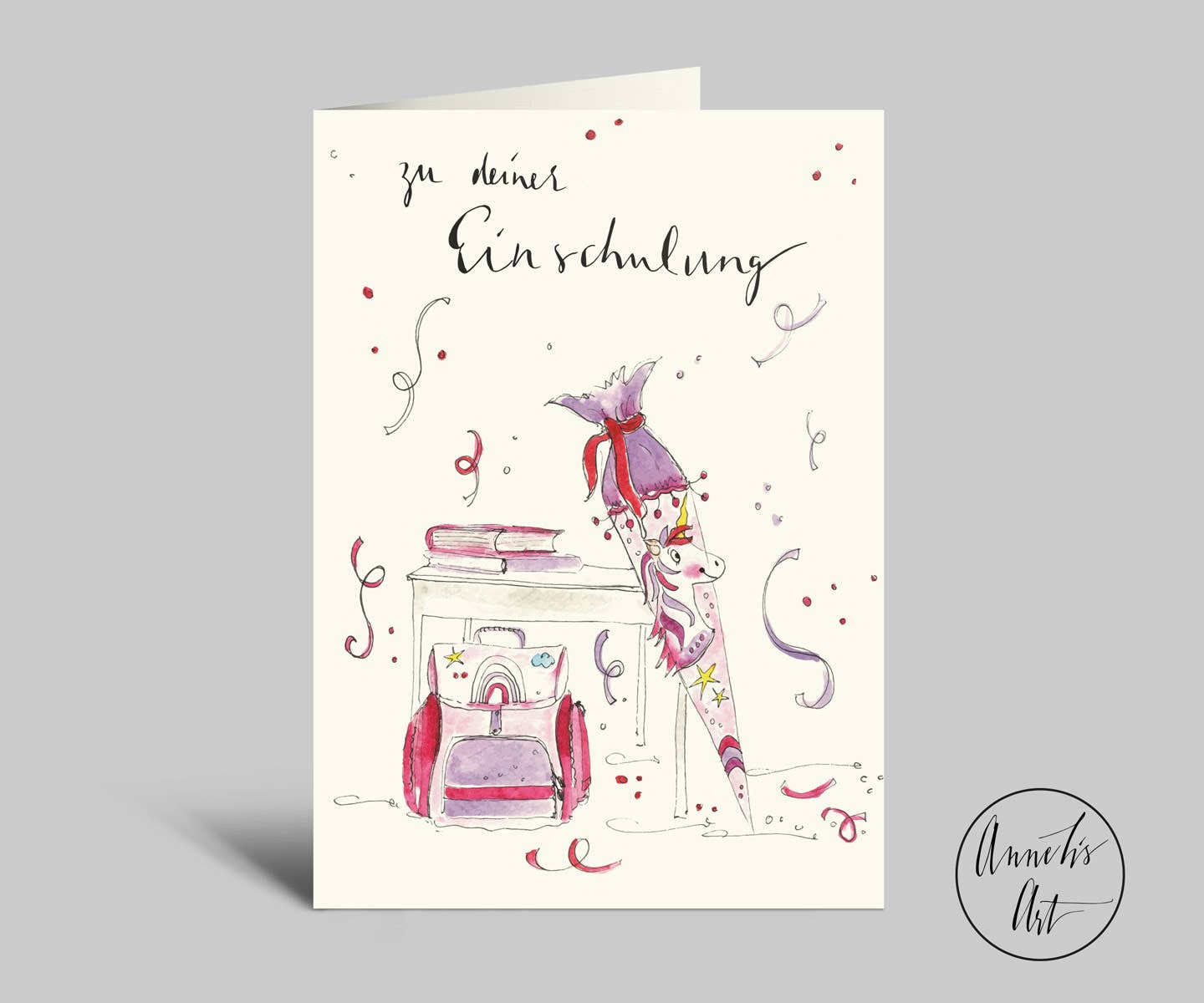 EINSCHULUNGSKARTE ROSA I MIT UMSCHLAG